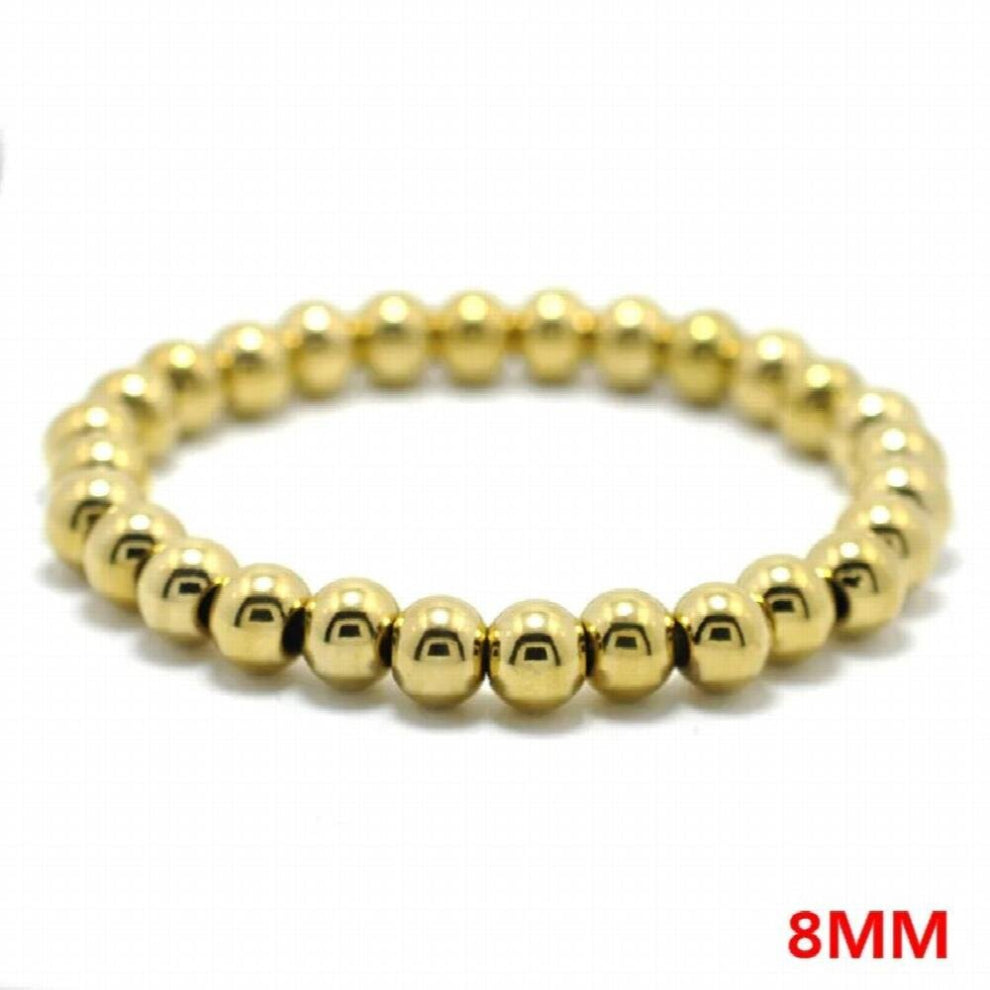 6-8mm Stainless Steel Beaded Bracelets & Bangles for Women Men Jewelry Biker Bicycle Bead Stretchable Bracelet