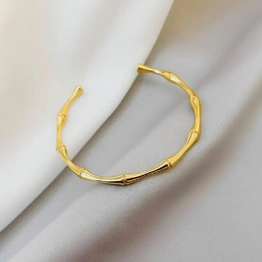 Minimalist Bamboo Joint Cuff Bracelet&Bangle Stainless Steel Jewelry For Women Charm Romantic Party Gift