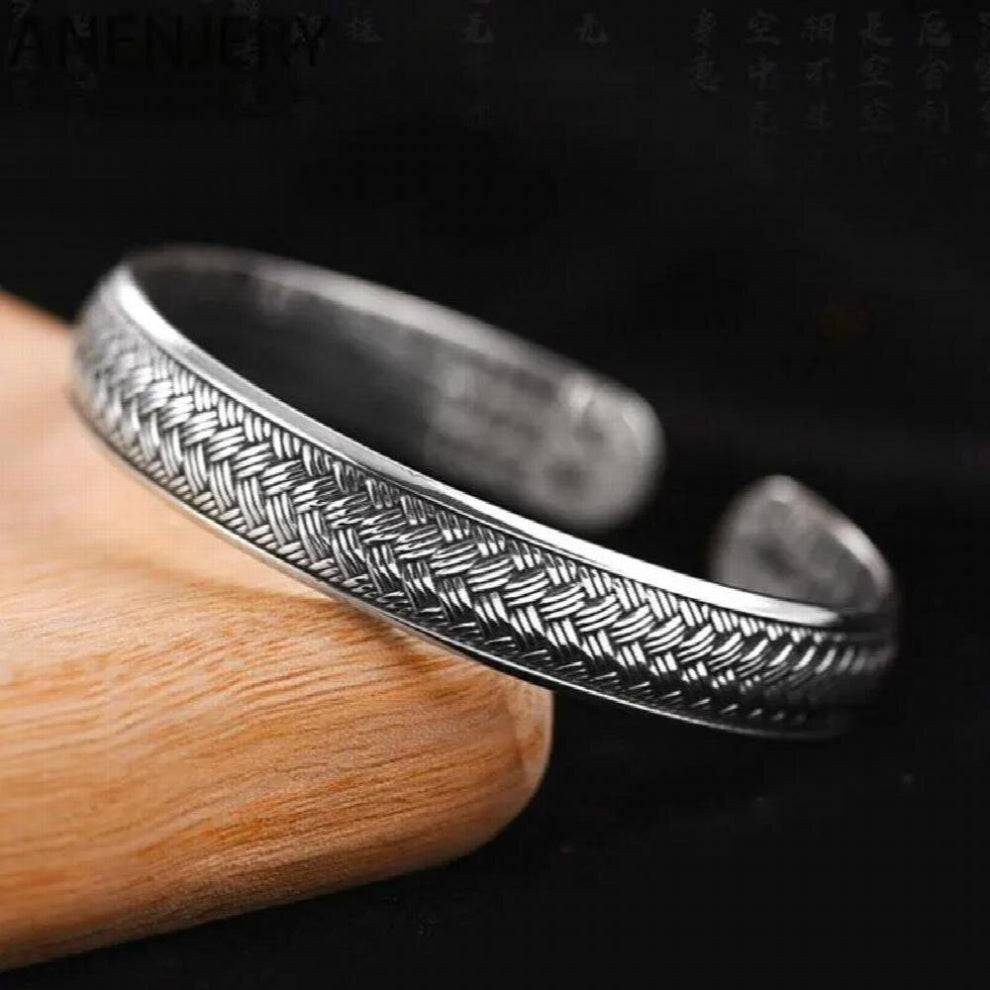 Silver Wave Pattern Cuff Bracelets&Bangles For Men Retro Thai Silver Jewelry
