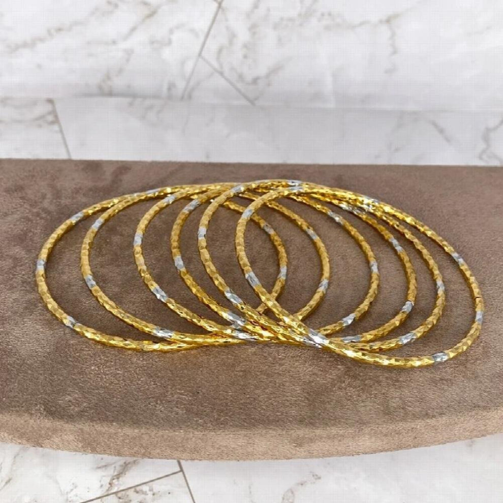 6pcs Africa Jewelry Ethiopian Two-Tones Ball Bangle&Bracelet Dubai Bangles for Women Wedding