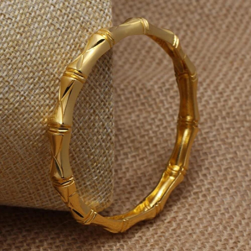 24K Dubai Ethiopian bamboo Filled Lovely Bangles For Women girls party jewelry Bangles&Bracelet