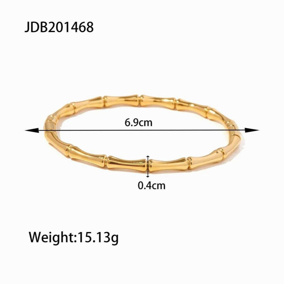 Youthway Stainless Steel Bamboo Closed Bracelet 18k Plated Waterproof Women Jewelry