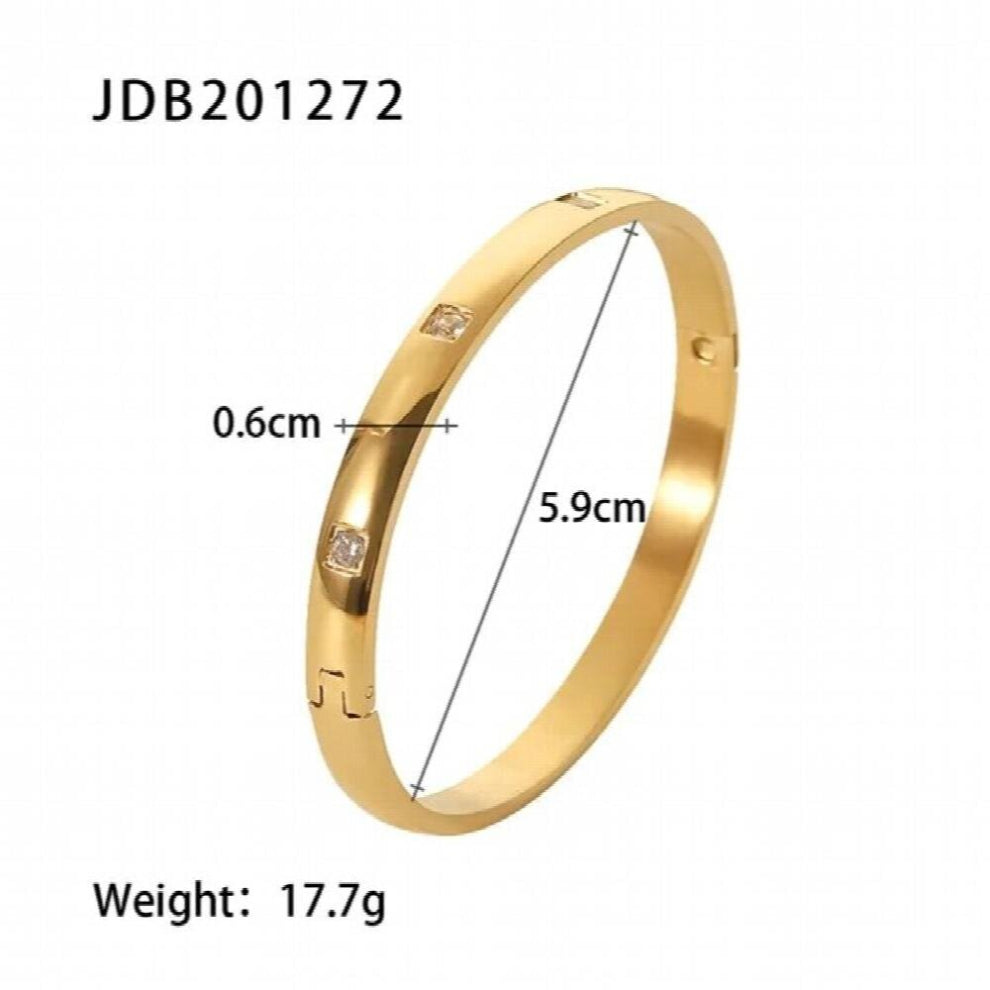 Youthway Cubic Zirconia 316L Stainless Steel Bangle 18 K PVD Plated Waterproof Summer Jewelry Gift for Woman