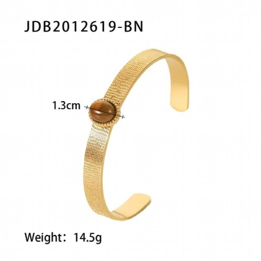 Youthway Stainless Steel Natural Stone Open Bracelet High 18 K Metal Charm Women Bracelet Jewelry Bijoux Femme