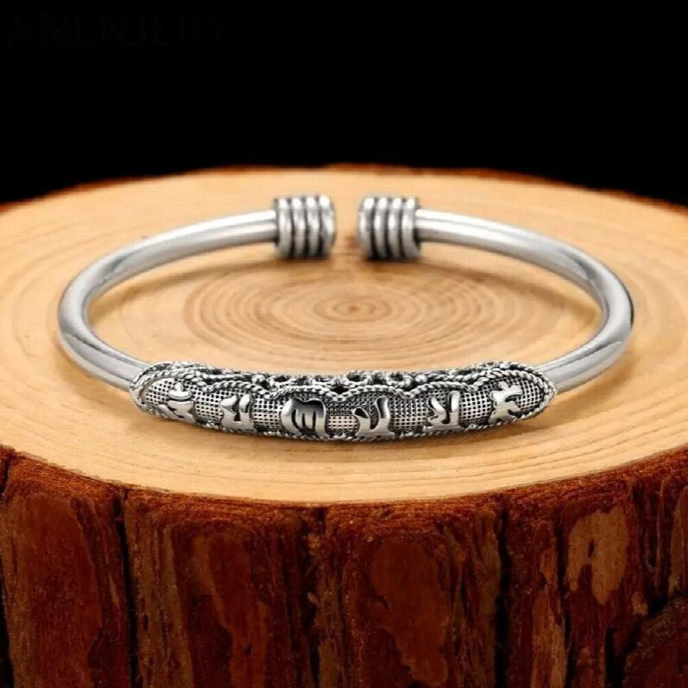 Silver Chinese Style Vintage Cuff Bracelets&Bangles For Women Men Thai Silver Jewelry