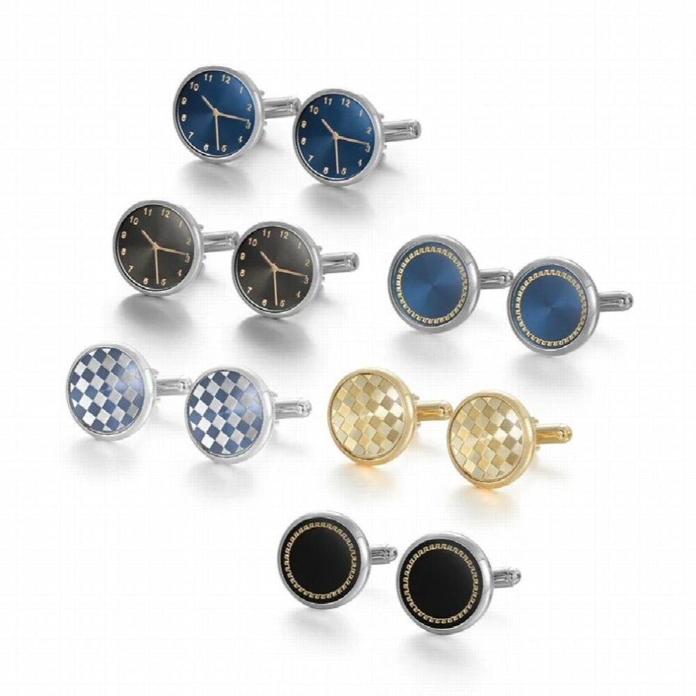 6 Pairs Set CuffLinks For Mens Tie Clips & Cufflinks Wedding Souvenirs Guests Man Shirt Cufflink With Box Jewelry Party
