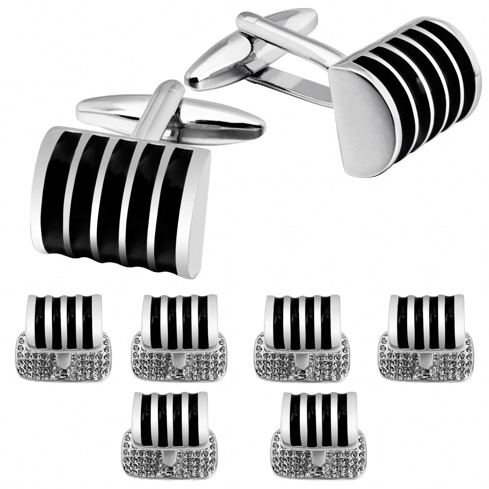 Mens Cufflinks and Tuxedo Studs Set in Gift Box, Easy to Wear, or Jewelry for Men, Wedding Accessories,
