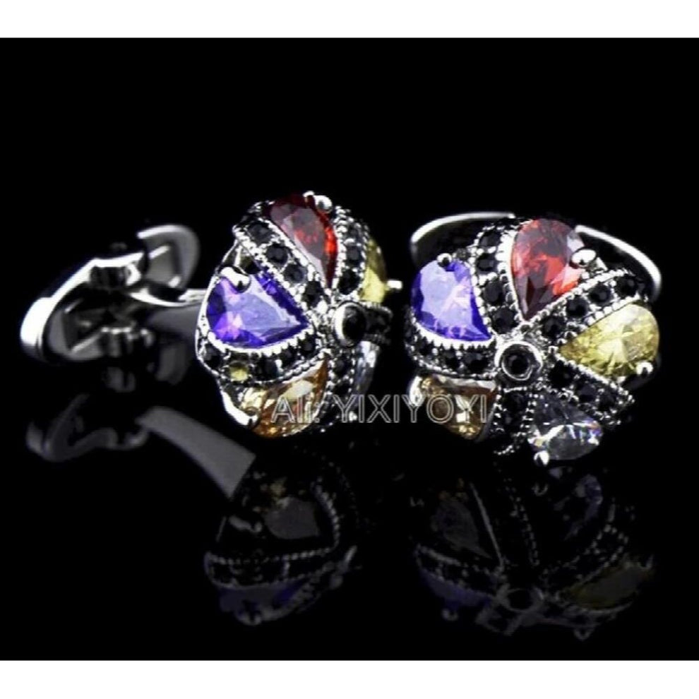 High Sky Zircons Crystal Cufflink for Man Shirt Button Metal Cufflinks Gentleman Wedding Business Jewelry