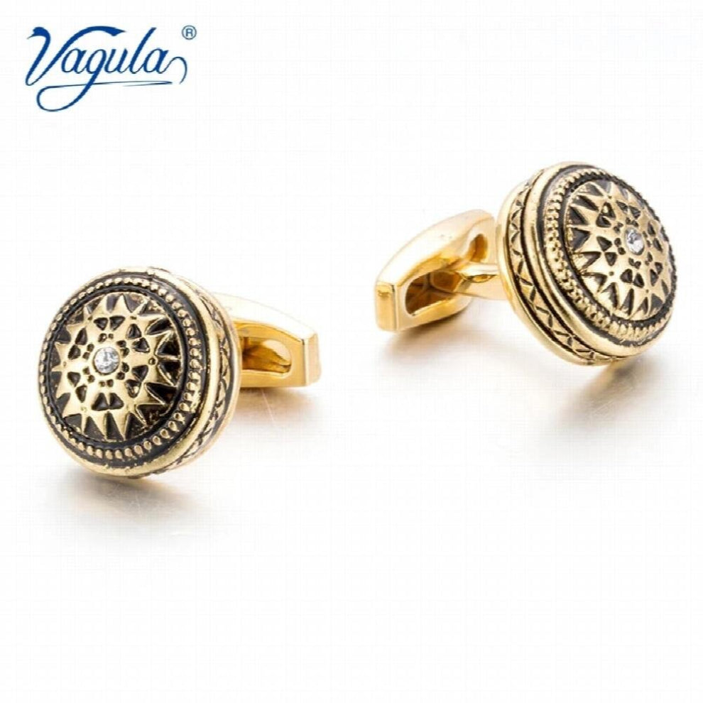 Classic Gold-Color Plated Rhinestone Copper Painting Mens Cufflink Wedding Suit Shirt Buttons Cufflinks 51612
