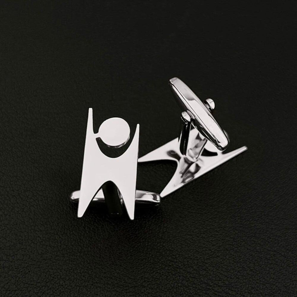 Classic Happy Human Sign Cufflinks for Women Men Stainless Steel Jewelry Wedding Suit Shirt Button Twins Boyfriend Groom Gift