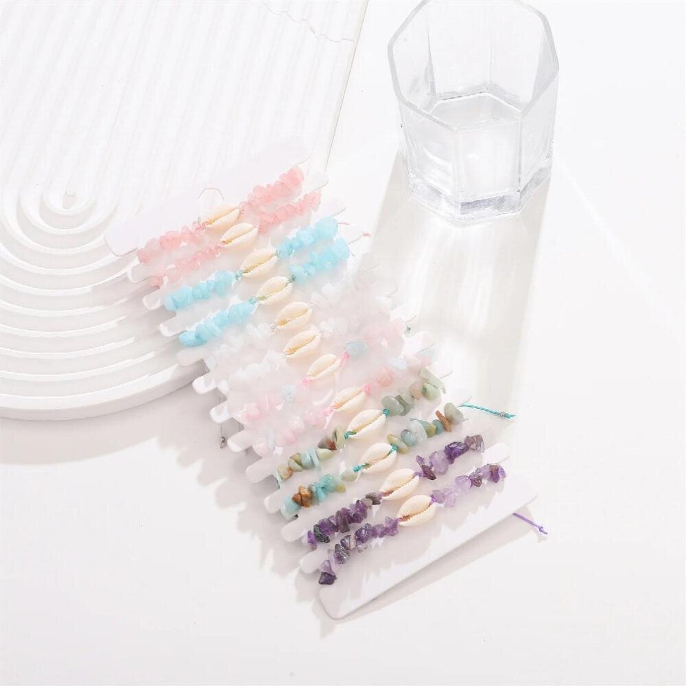 12pcs Candy-color Irregular Natural Stone Shell Bracelets For Women Girl Kid Handmaking Wedding Beach Jewelry Bangles Pulseras