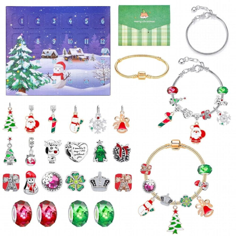 24 Compartment Christmas Bracelet for Women Advent Envelope Blind Box DIY Bracelet Gift for Children