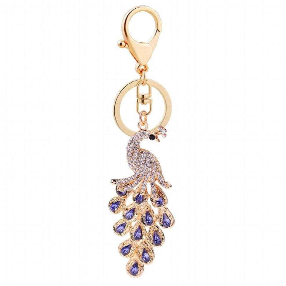 3 Colors Sparkling Peacock Keychain Key Rings Women Bags Pendant Accessories Crystal Animal Key Holders Jewelry