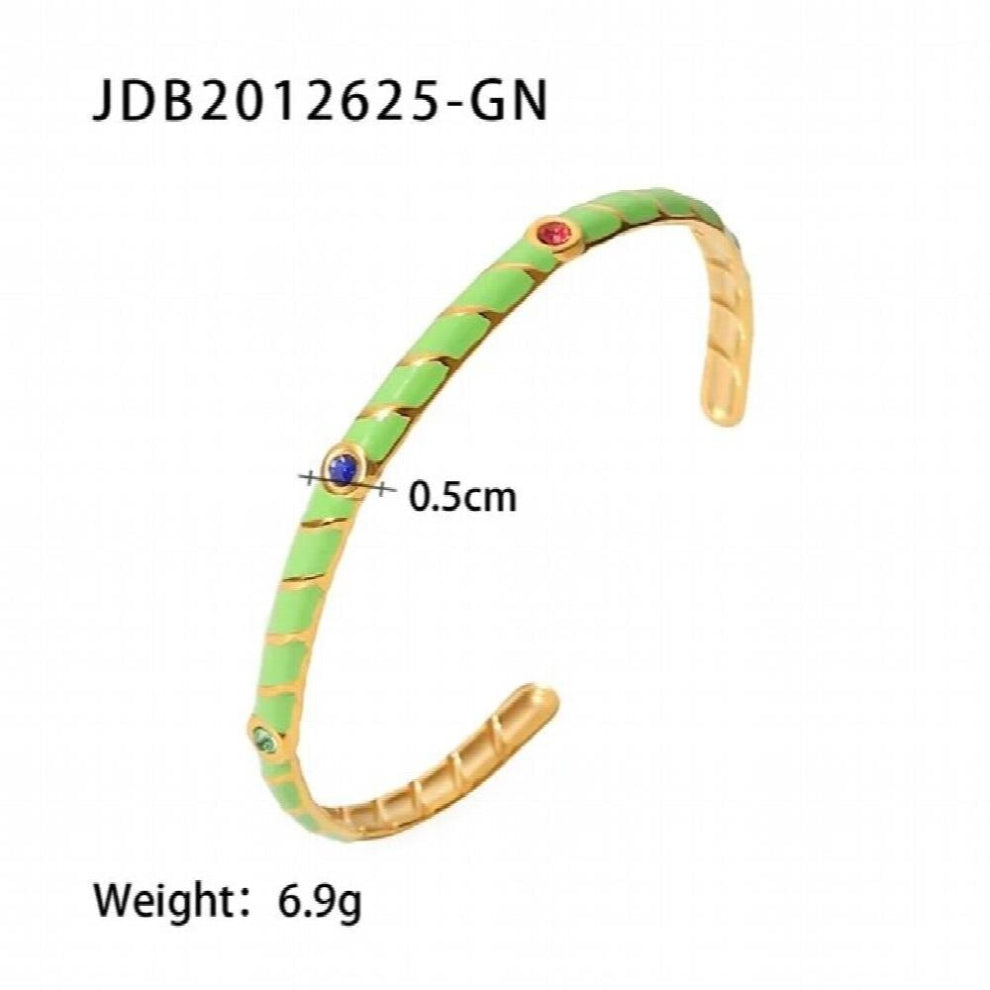 Youthway Golden Stainless Steel Metal Open Bangle for Women WaterProof Textured Jewelry Girls Gift