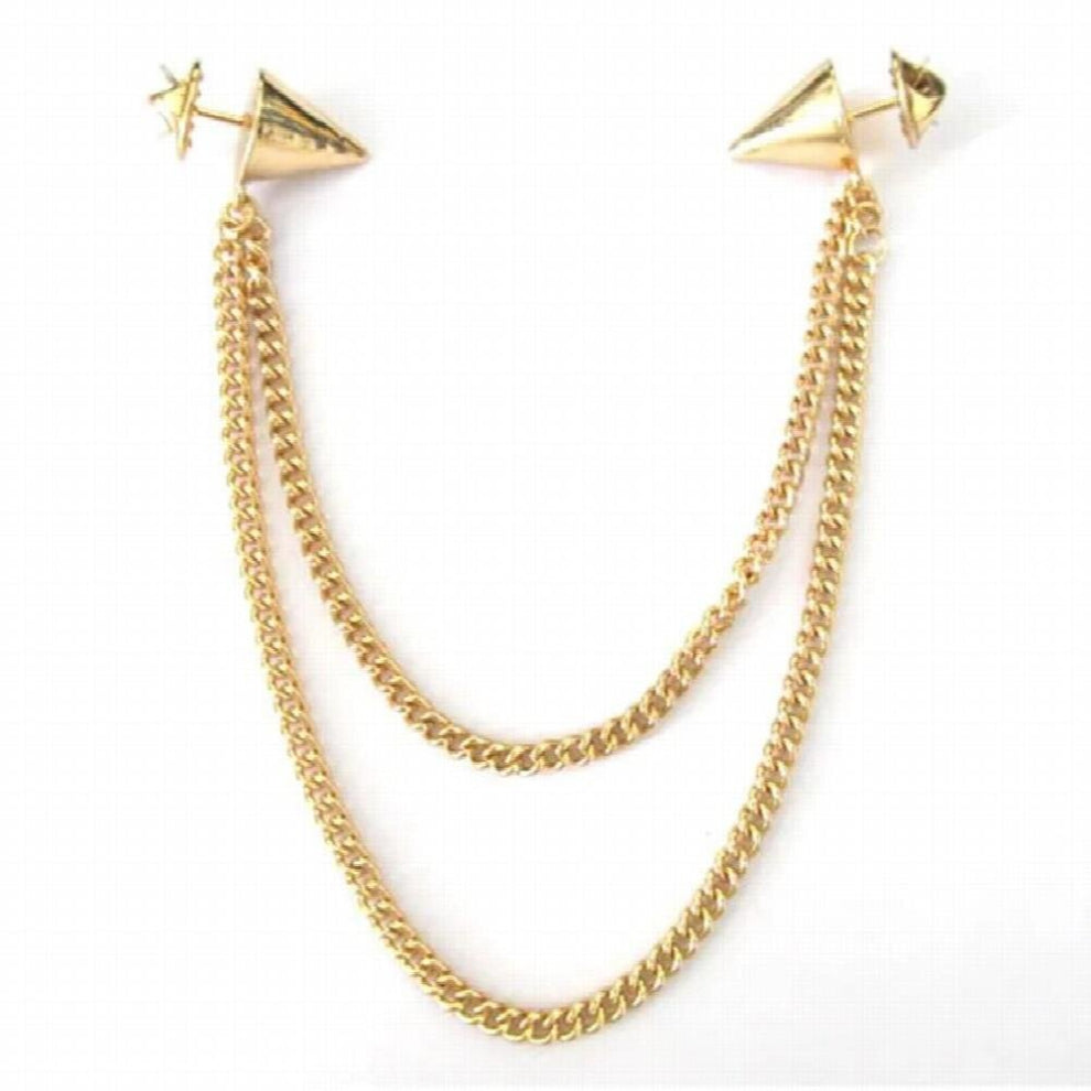 1 pc New, Stud Shirts Collar Neck Tip Brooch Pin Chain Tassels Punk Gothic Jewelry