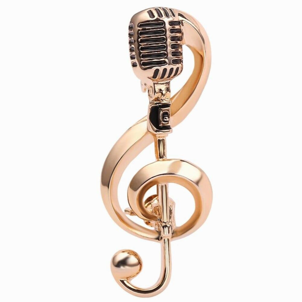 Microphone Music Note Brooches Enamel Pin For Women Men Singer Party Concert Accessories Gift Jewelry