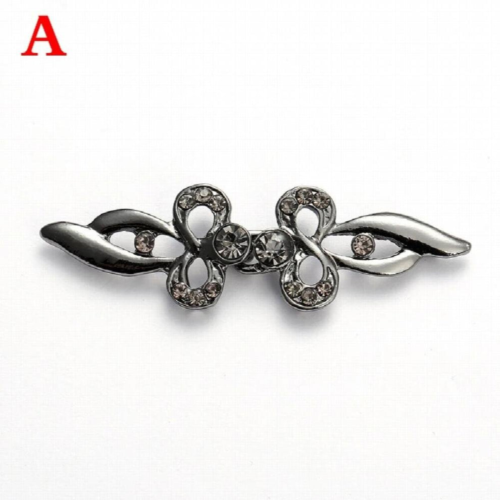 1 Pair Vintage Cardigan Badges Clips Pins With Rhinestones Womens Crystal Jewelry Holder Buckle Brooches On Clothes