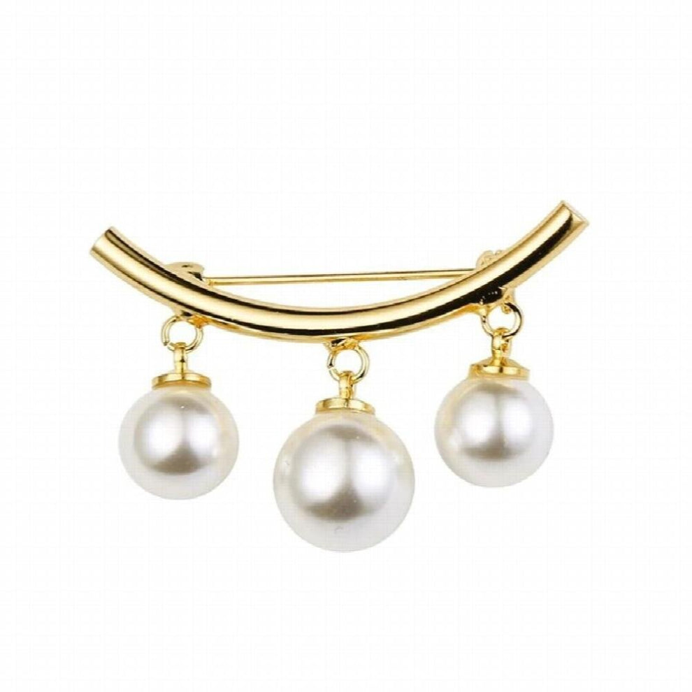 Pearl Fixed Strap Charm Safety Pin Brooch Sweater Cardigan Clip Chain Brooches Jewelry Gift Matching Accessories