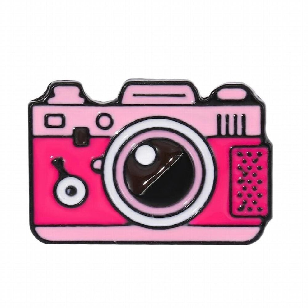 Pink Brown Digital Camera Enamel Pins Metal Brooches Badges Decoration on Clothes for