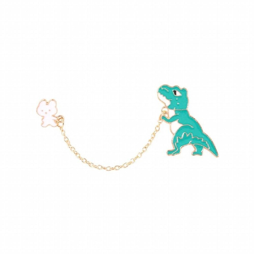 Chain Enamel Pins Dinosaur Telephone Birdcage Envelope Pencil Chain Pocket Collar Pin Decorate Jewelry Accessories Gift For Kids