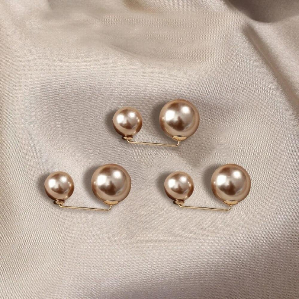 3Pcs-Set Double Pearl Brooch Pins Anti-fade Brooches for Women Sweater Cardigan Clip Coat Summer Dress Jewelry