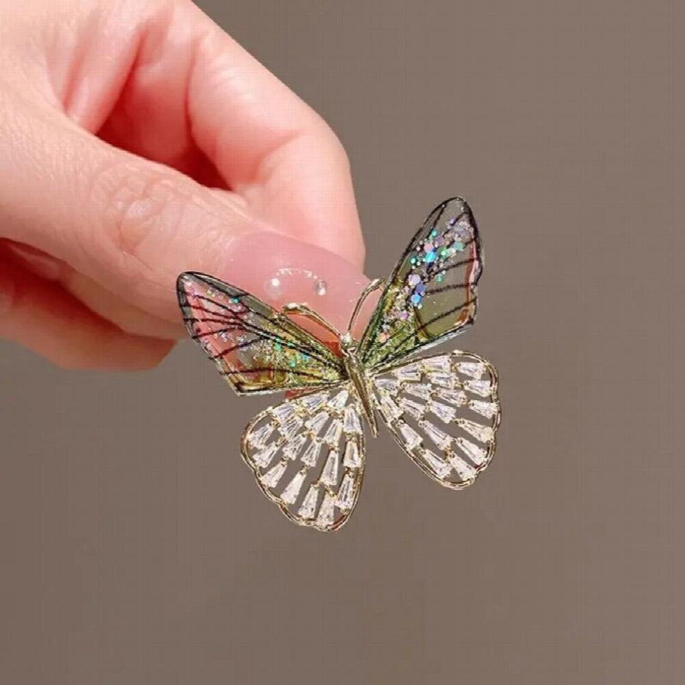 gradient zircon Butterfly Brooch womens high-grade temperament cardigan coat suit ins accessories