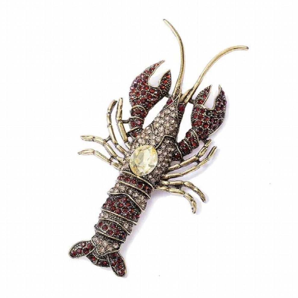 Sweet Sea Creatures Collection Brooch Lobster Hippocampal Rhinestone Corsage Mens and Womens Suit Cardigan Pin Accessories