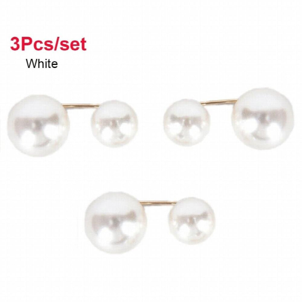 Double Pearl Brooch Pins Anti-fade Brooches for Women Sweater Coat Cardigan Button Pins Charms Decoration