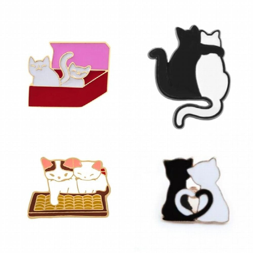 2-6PCS-Set Cartoon Animals Pins Kitten Dogs Dinosaur Funny Pencils Sleepy Bug Brooches Jackets Badges Jewelry