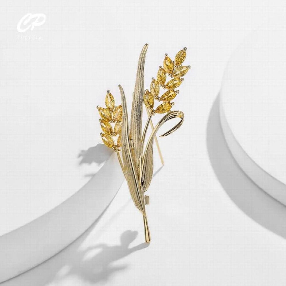 wild crystal wheat ear brooch men and women temperament pin suit cardigan shawl buckle corsage accessories