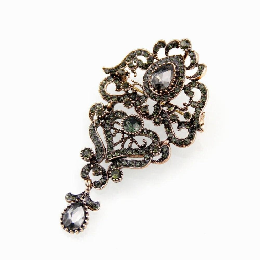 Sunspicems Gray Crystal Women Brooch Pin&Pendant Double Usage Morocco Caftan Jewelry Full Rhinesotne Wedding Bijoux