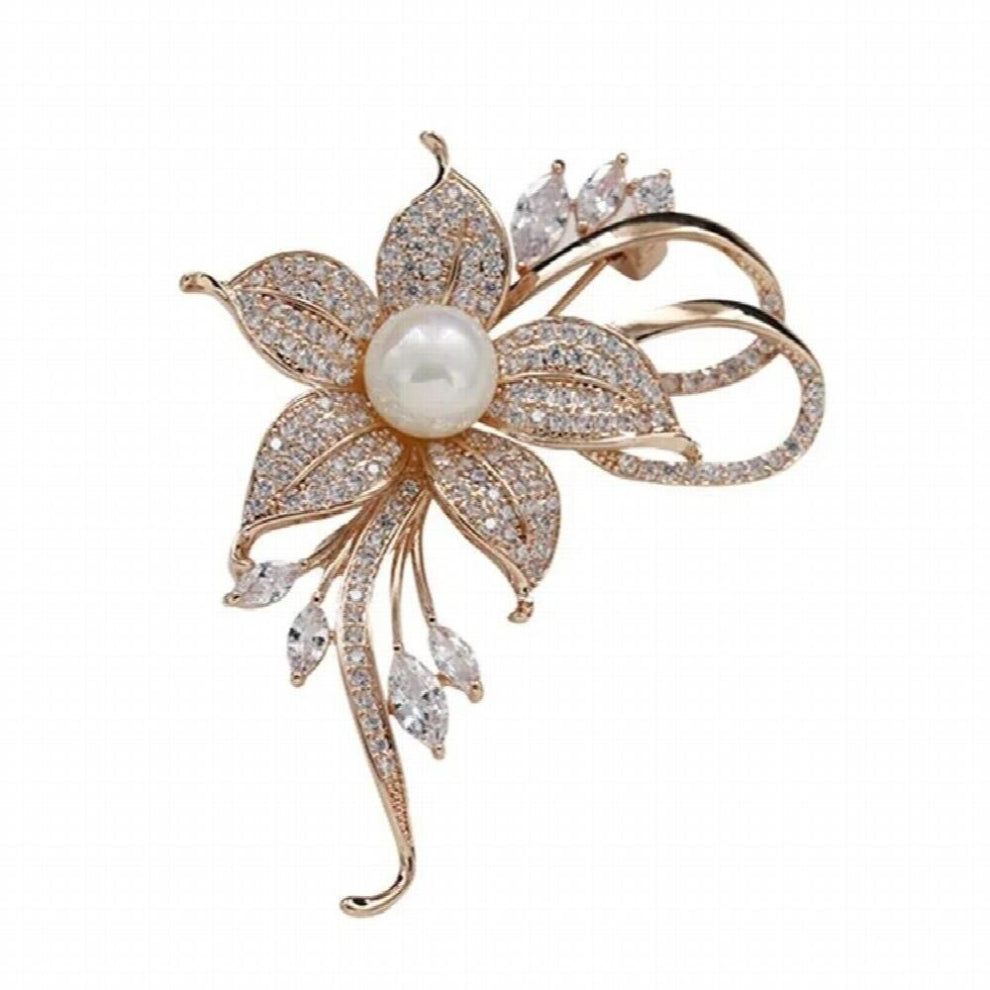 Rhinestone Pearl Flower Brooch Femininity Brooch Brooch Sweater Cardigan Western Assembly Accessories