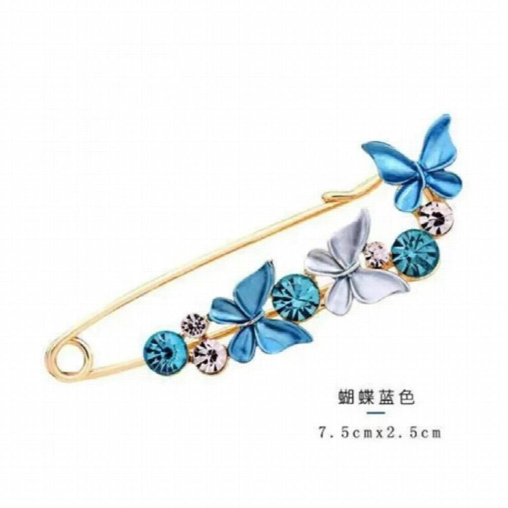 Crystal Flower Brooches Rhinestone Brooch Butterfly Pins For Women Cardigan Scarf Buckle Clips Hat Clothes Lapel Pin