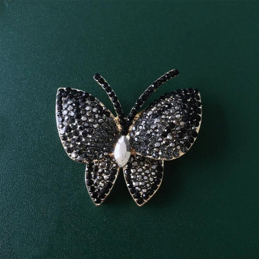 Rhinestone Butterfly Brooch Coat Pin Anti-glare Cardigan Button Clothing Accessories