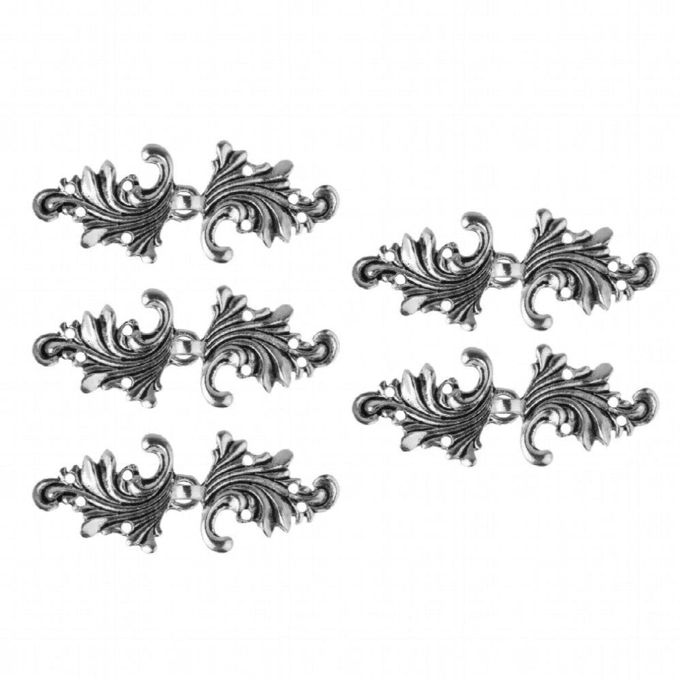 TiaoBug 5 Pairs Vintage Acanthus Leaf Cape or Cloak Clasp Fasteners Sew On Hooks and Eyes Cardigan Clip Women Brooch Accessories