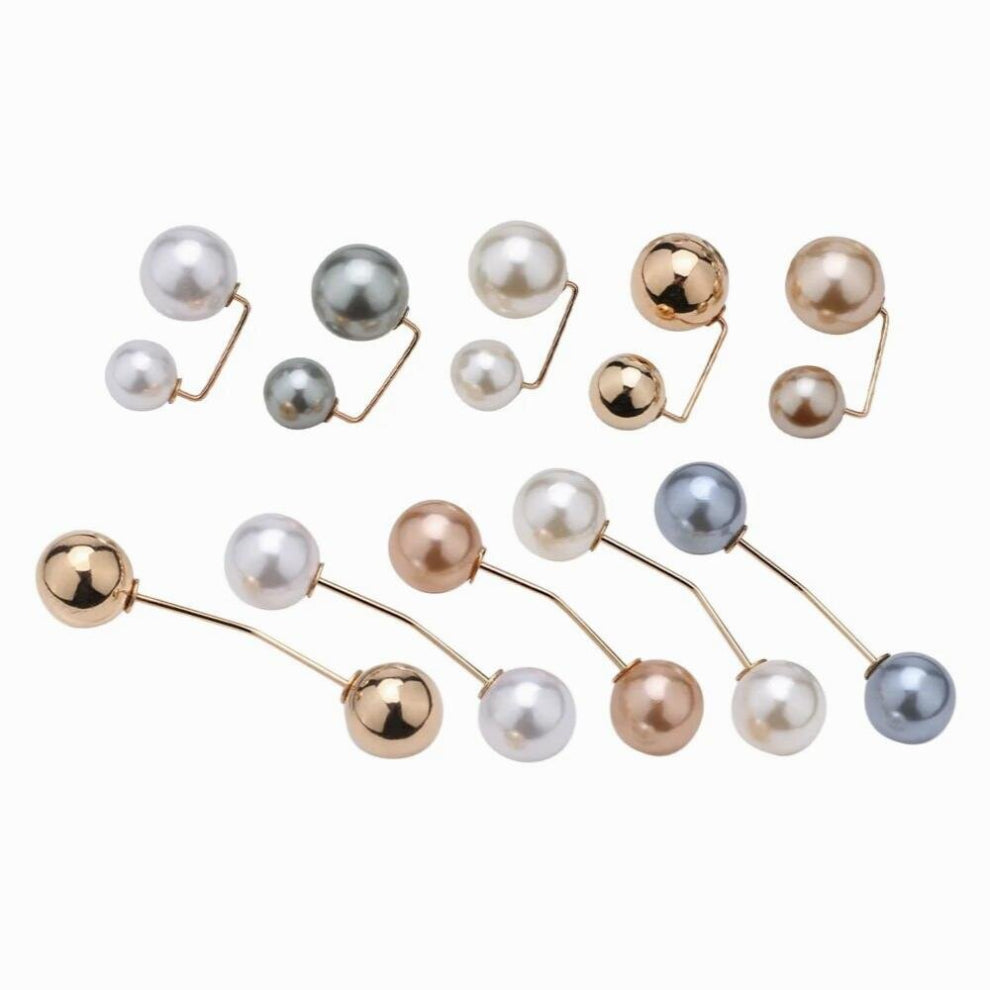 10 Pcs Clothes Pin Guard Clips Shirt Brooch Pearl Sweater Women Safety Cardigan