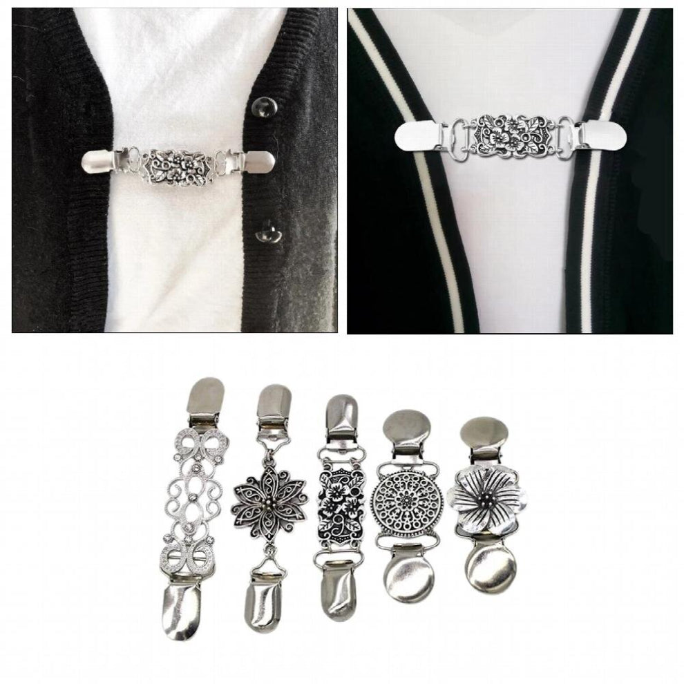 5 Pieces Sweater Shawl Clips Set Retro Vintage Cardigan Dresses Cardigan Shirts
