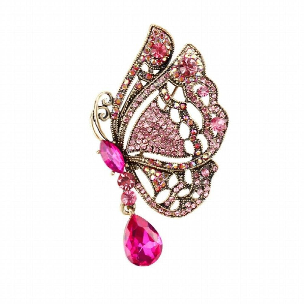 Butterfly Brooch Retro Cardigan Buckle Fixed Clothes Decoration Women Anti-Exposure Pin Artifact Neckline Rhinestone Jewelry