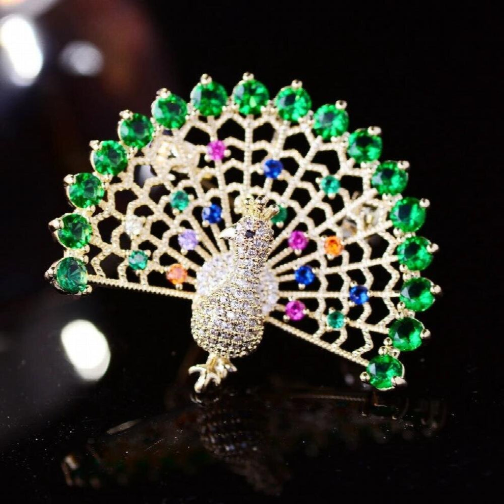 Zircon Peacock Brooch Pin Wedding Jewelry Brooches Jacket Cardigan Accessories Women Christmas