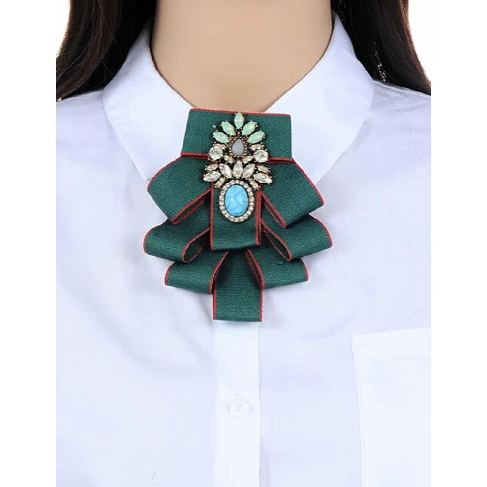 Vintage Newest Woman Brooches Pink Ribbon Big Bow-knot Brooch Pin Rhinestones Collar Shirts Accessories Jewelry