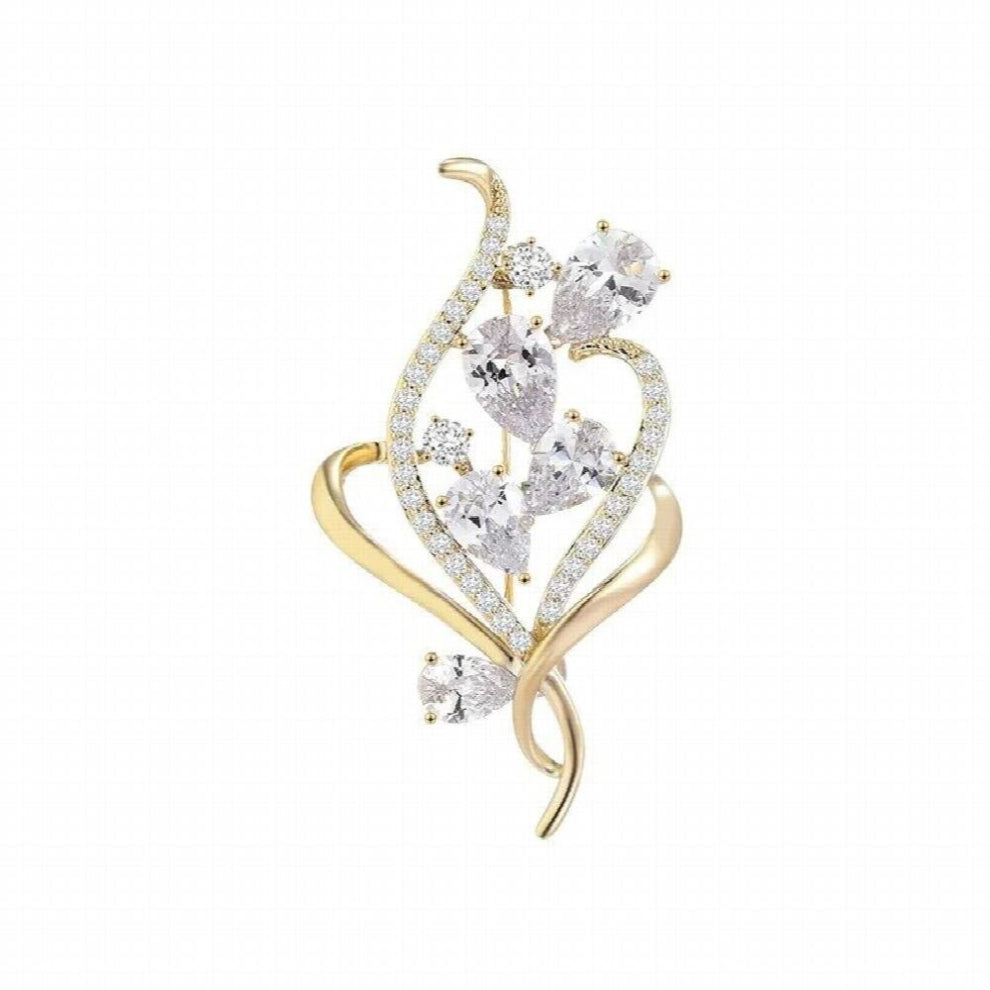 YYSUNNY Copper Brooch Pin for Women Microinlaid Zircon Ladies Cardigan Corsage Flower Brooches Clothing Accessories Jewelry