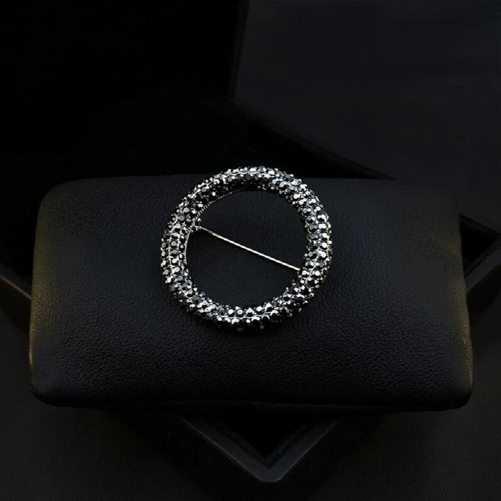 and High-End Ring Brooch Women Retro Pin Cardigan Shawl Clasp Scarf Buckle Accessories Rhinestone Jewelry
