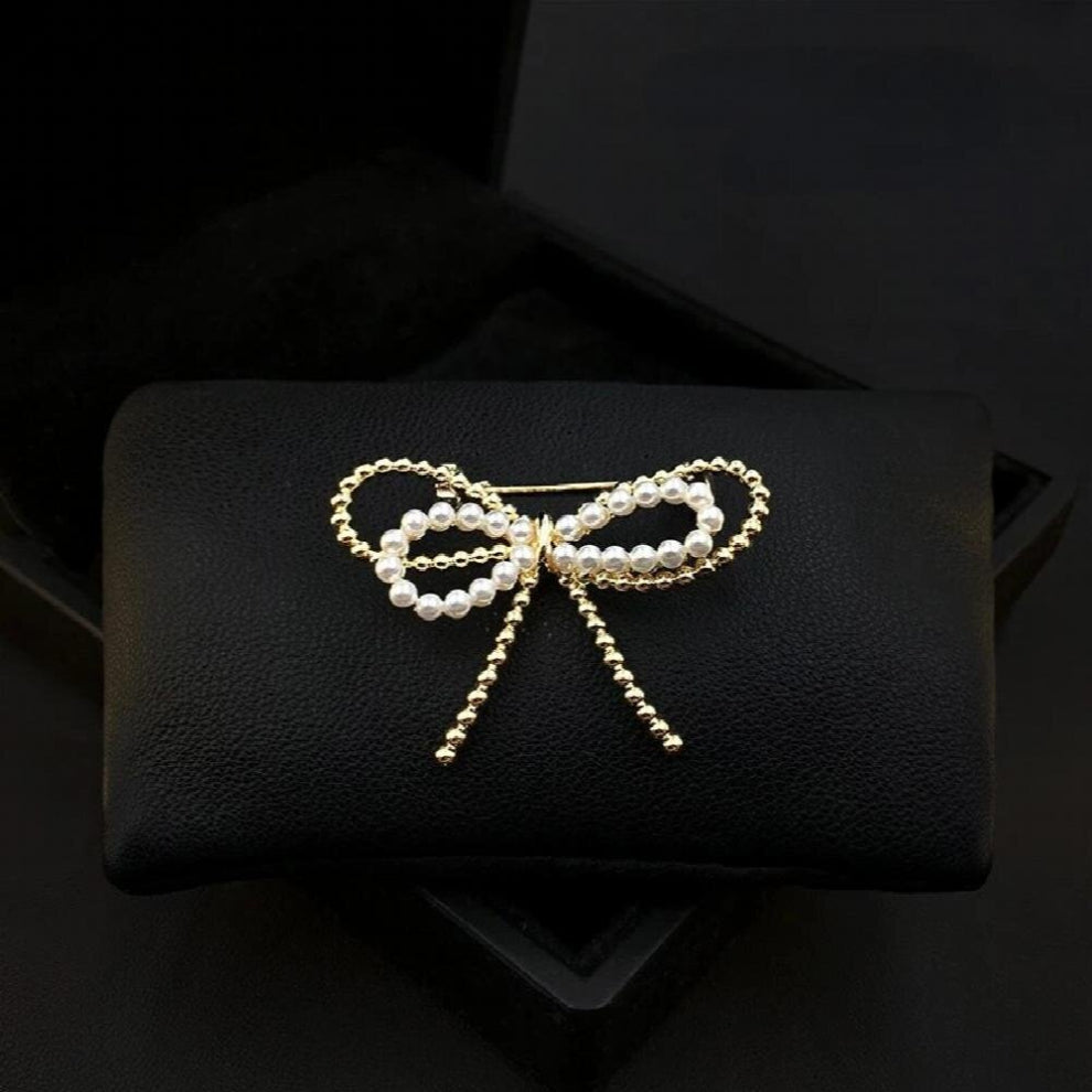 Womens Bow Brooch Unique Suit Pin Fixed Clothes Decoration Cardigan Waist-Tight Ornament Pearl Jewelry Scarf Pins Bonknot
