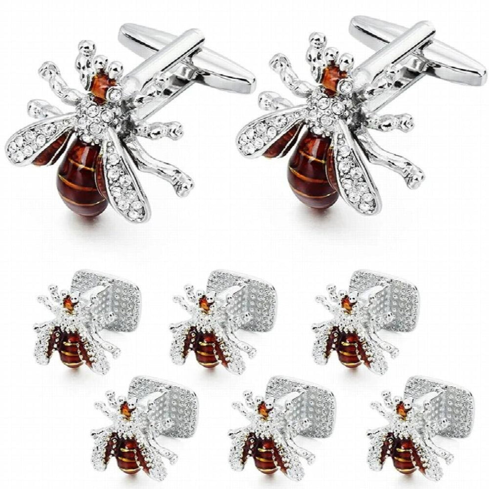 Crystal Bee Cufflinks and Studs Set for Men for Tuxedo Gift for party bee cufflinks with box cufflinks for mens