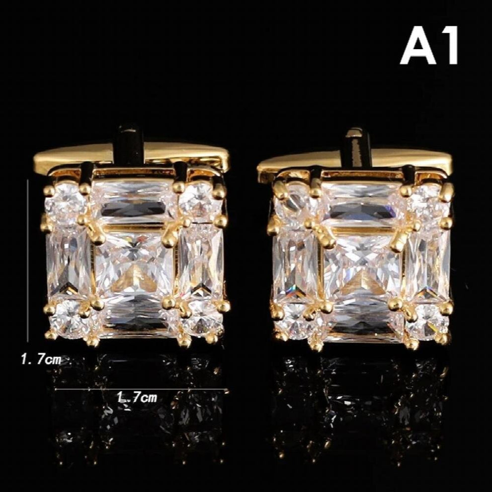 High High-end Square Rhinestone Crystal Zircon Cufflinks Mens Jewelry Shirt Cufflinks