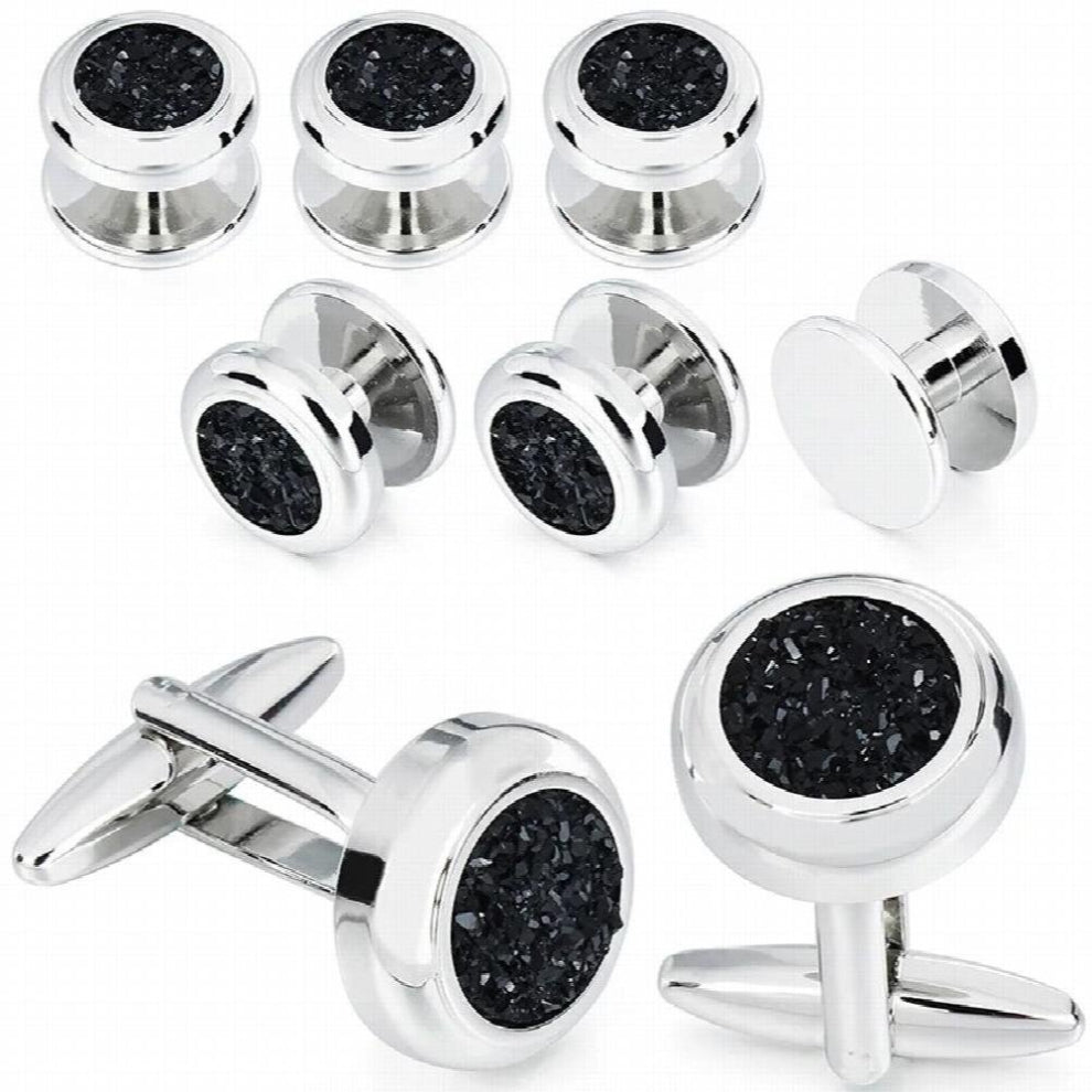 Shinny Cufflinks Tuxedo Studs Set for Mens Dress Shirt - for Wedding Formal Event Multicolor