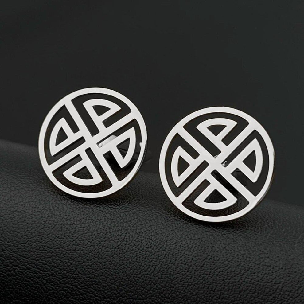 Chinese Knot Fortune Cufflinks Stainless Steel Cufflinks for Mens Tattoo Amulet Jewelry Wedding Guest Clasp Clips Souvenir