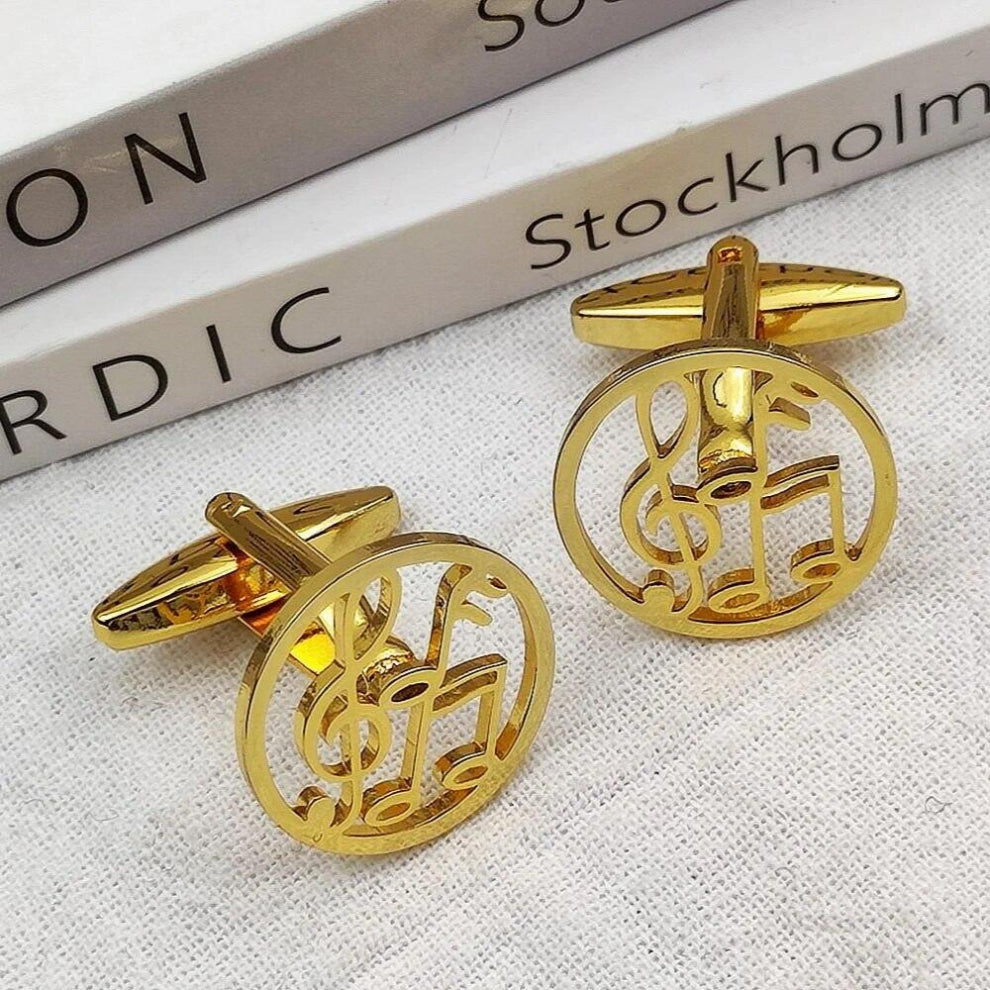 100% Stainless Steel Mens Cufflinks Classic Music Symbol Mens French Shirt Suit Cufflinks Jewelry