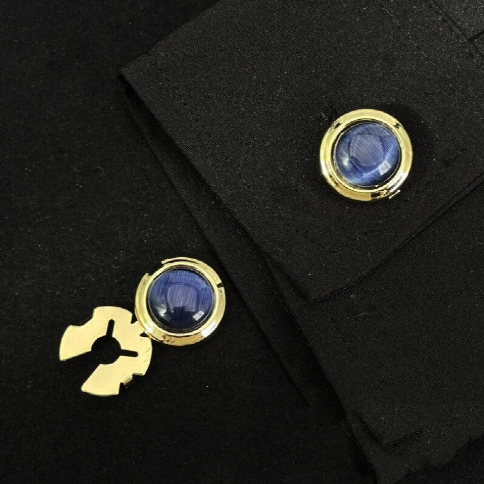 High Brass Metal Opal Stone Button Cover Cufflinks for Tuxedo Business Formal Shirts