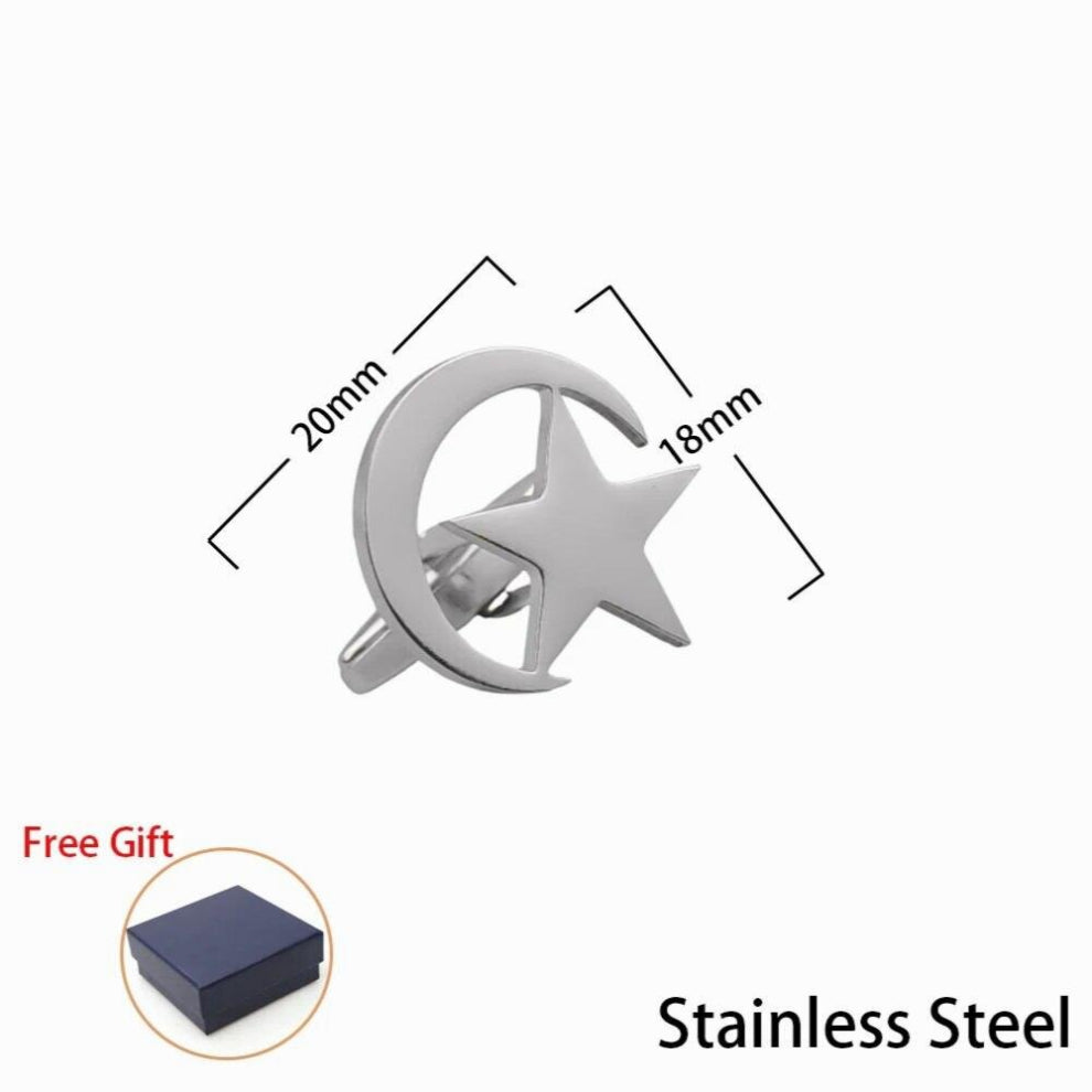 Islam Star Moon Cufflinks For Men Vintage Halal Ethnic Buttons Stainless Steel Religion Jewelry Wedding Fathers Amulet Gift